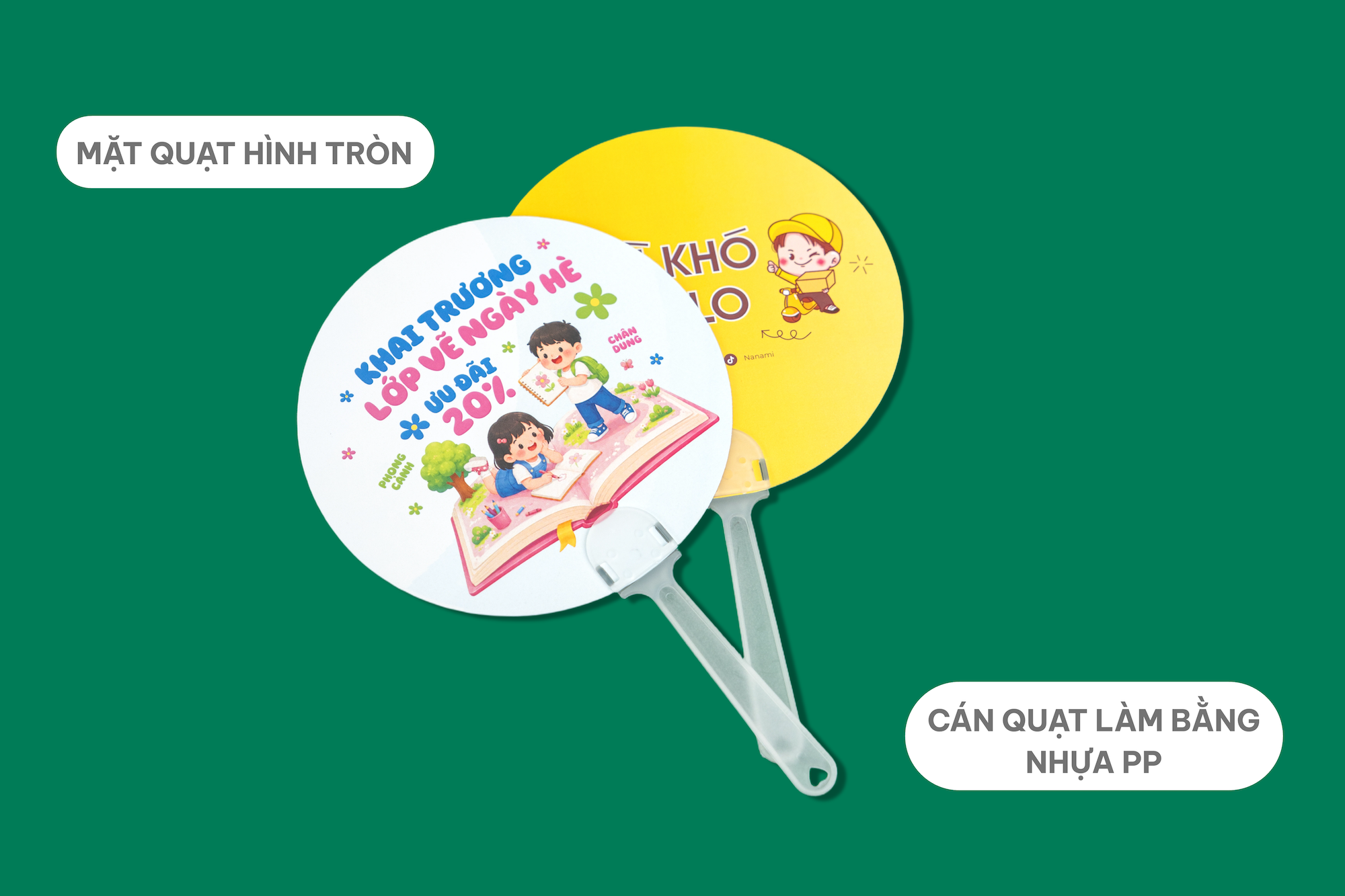 Quạt giấy cán nhựa