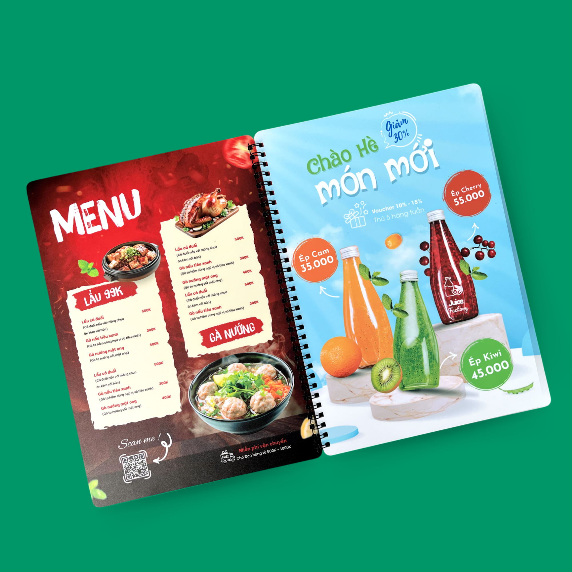 Menu nhựa PVC