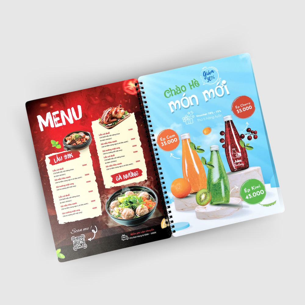 Menu nhựa PVC
