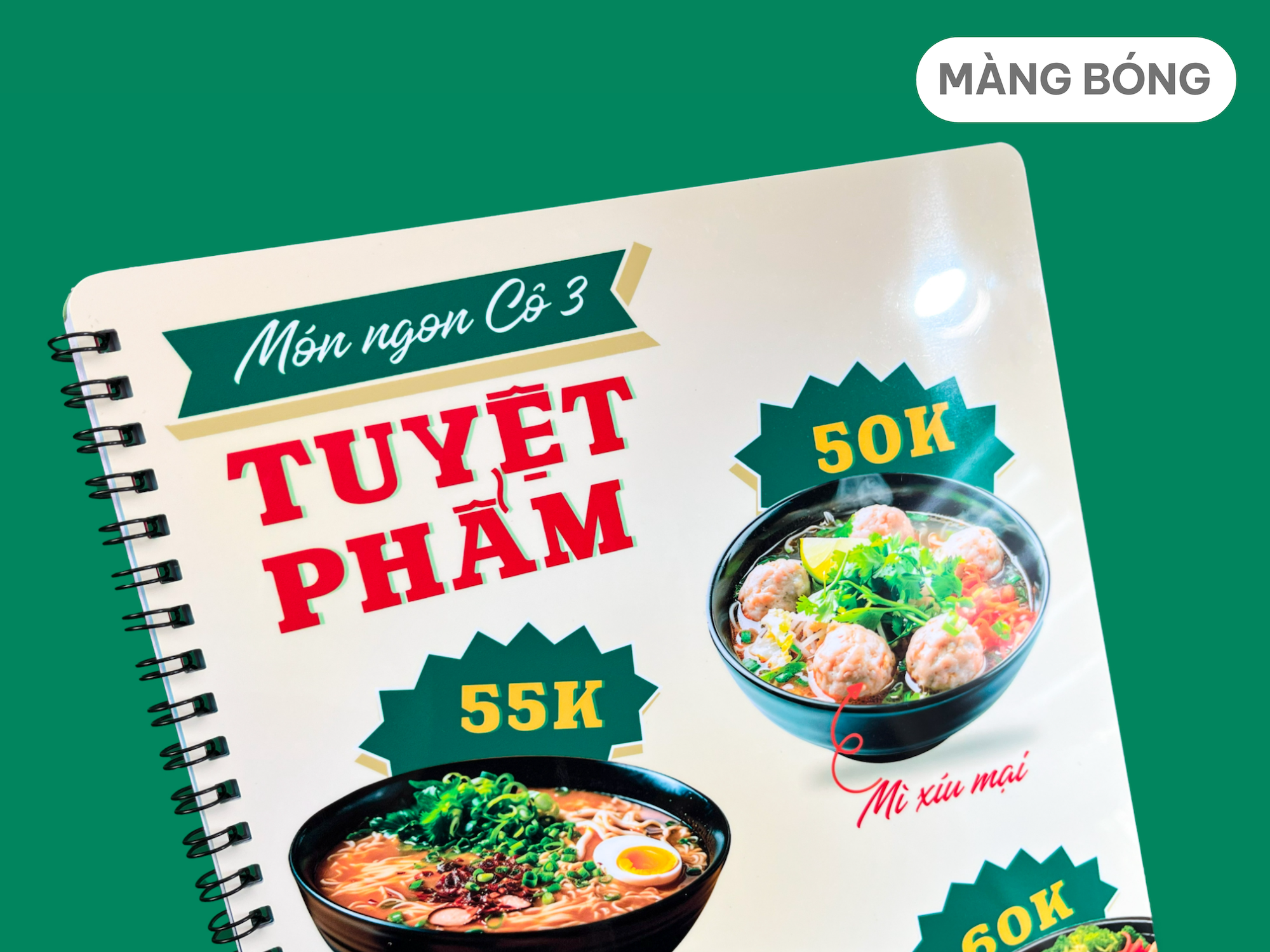 Menu nhựa PVC