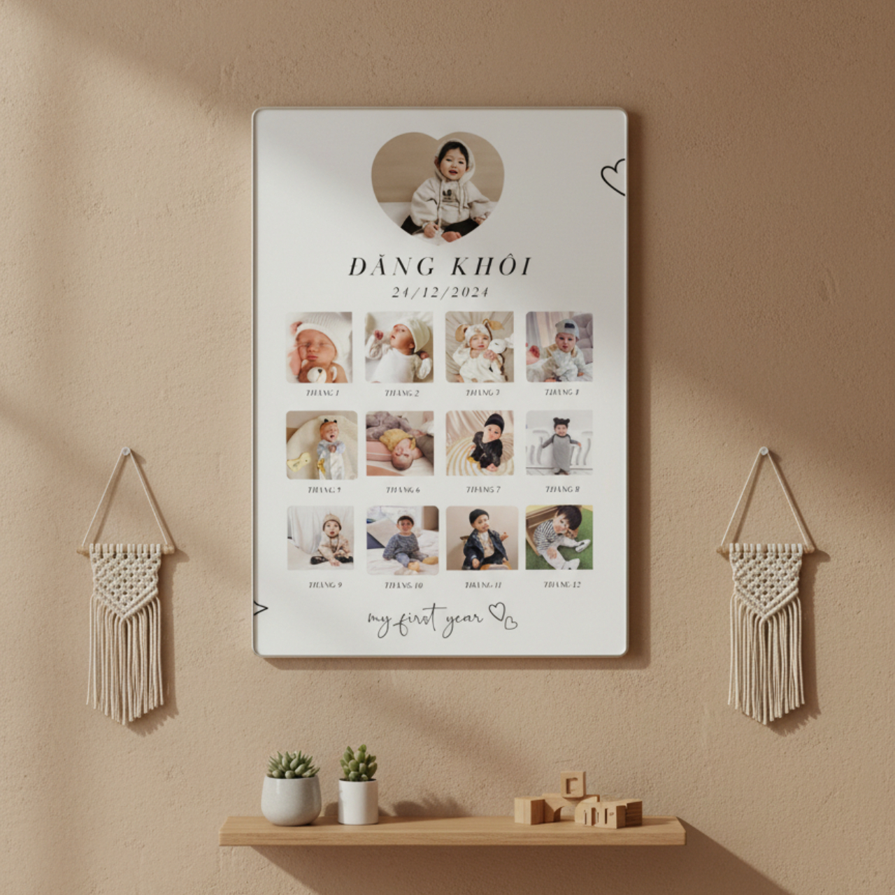 Ảnh Phóng Ép Gỗ Mika Gương Viền Bạc