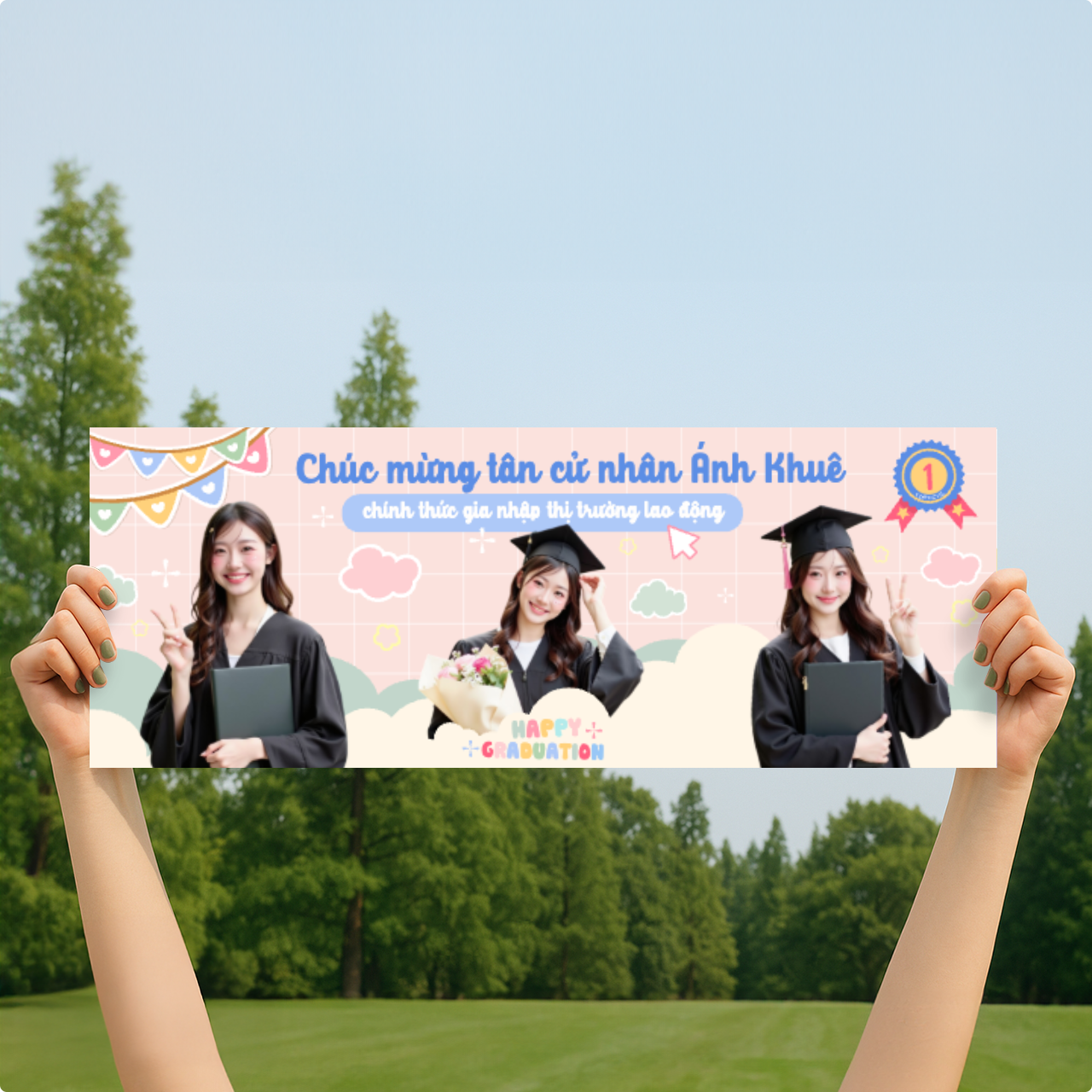 Banner cổ vũ cầm tay