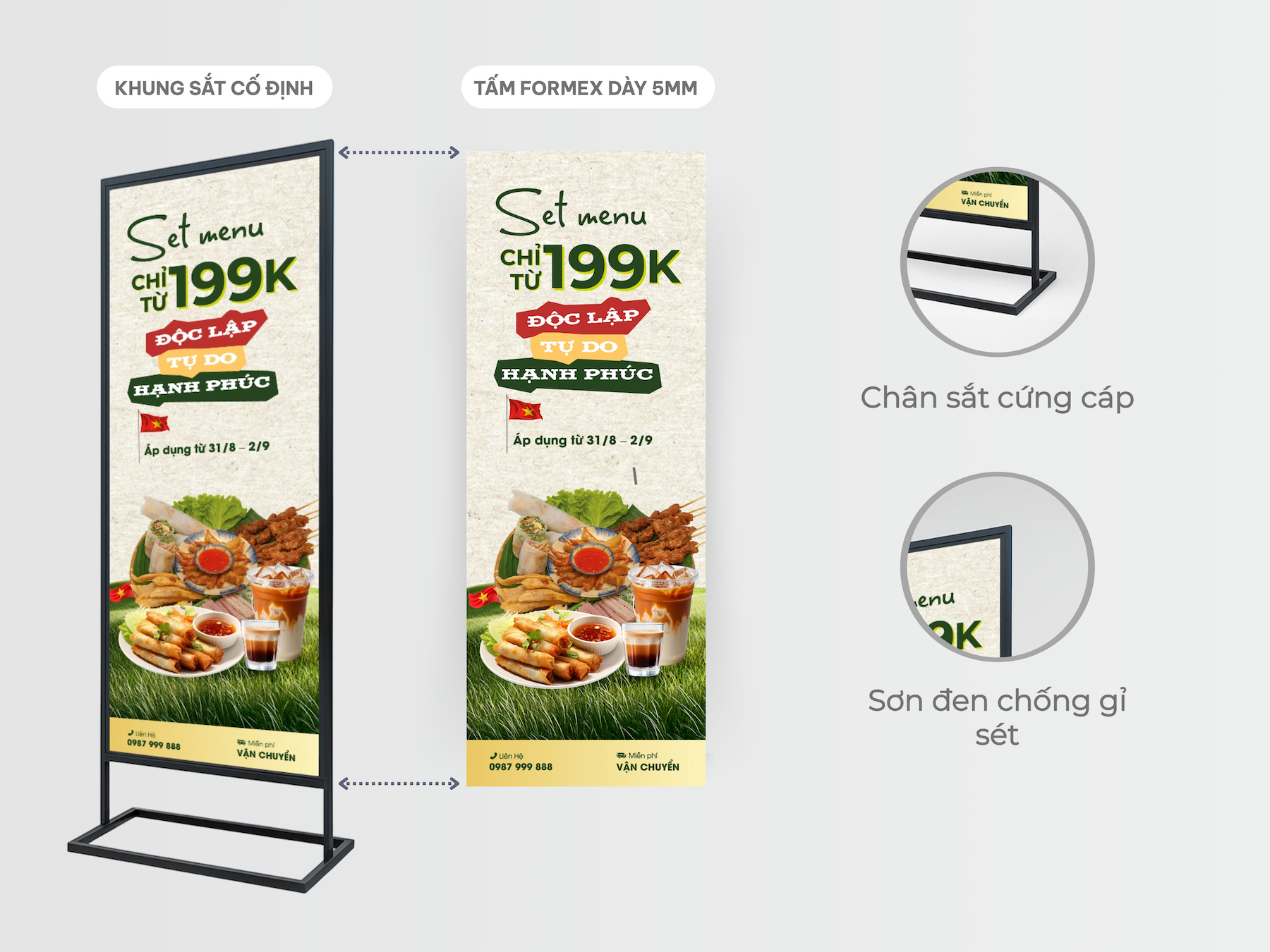 Standee chân sắt