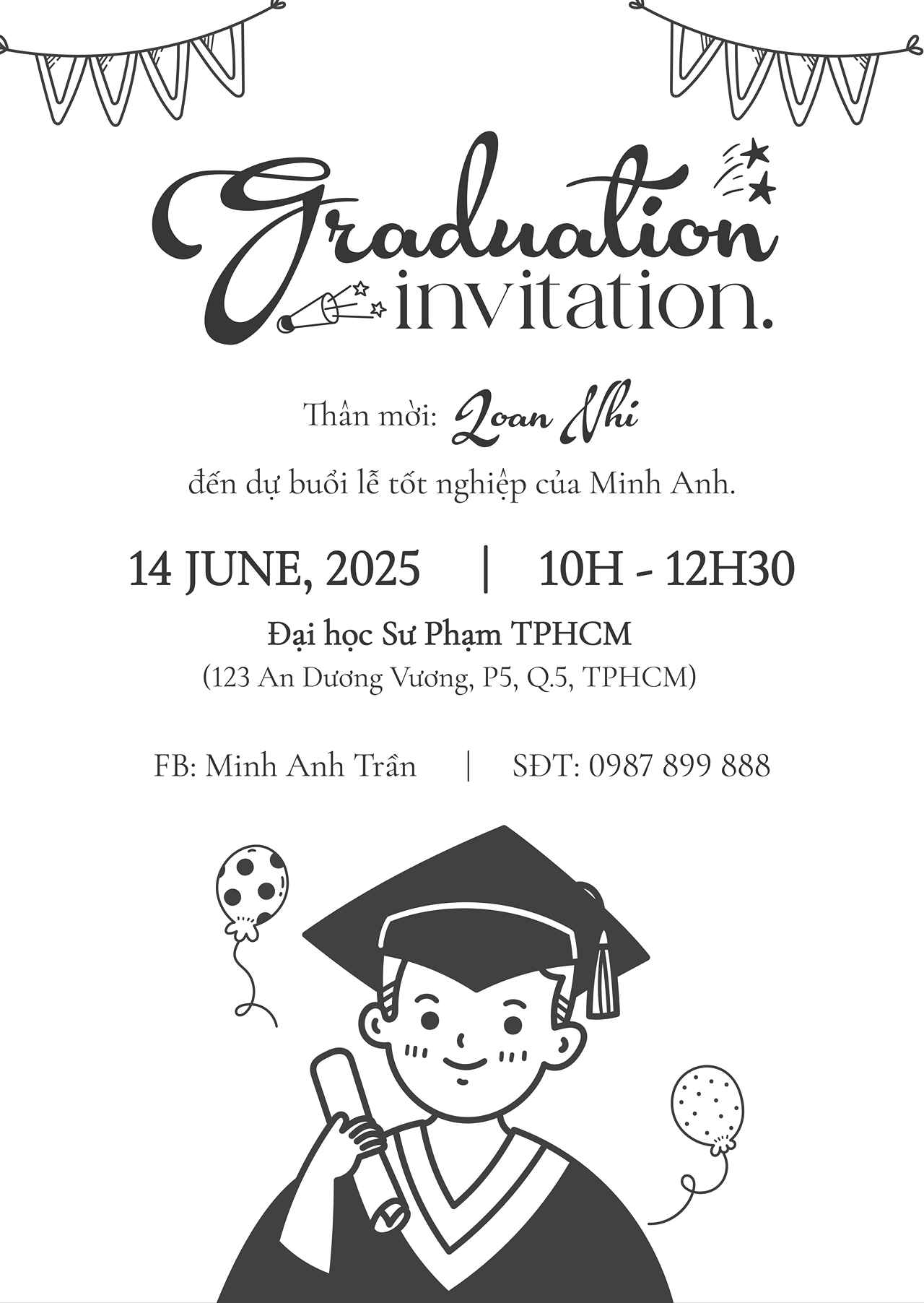 Gợi ý 40+ mẫu thư mời tham dự lễ tốt nghiệp đẹp, sáng tạo, tự thiết kế chuẩn phong cách 2025 - ảnh 2