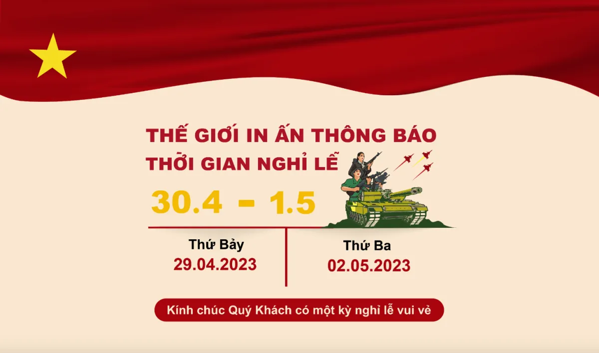 Thông báo lịch nghỉ lễ Giỗ tổ Hùng Vương và 30/4 - 1/5