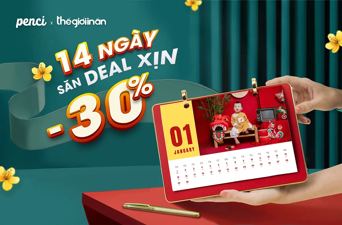 Giảm ngay 30% - "Tự thiết kế" in Lịch để bàn cá nhân