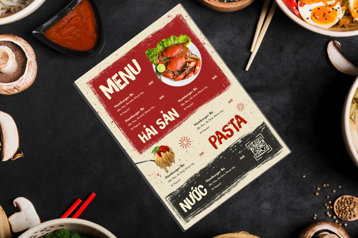 Combo in menu tờ rời kèm chân đế mica giúp quán, cửa hàng trở nên chuyên nghiệp