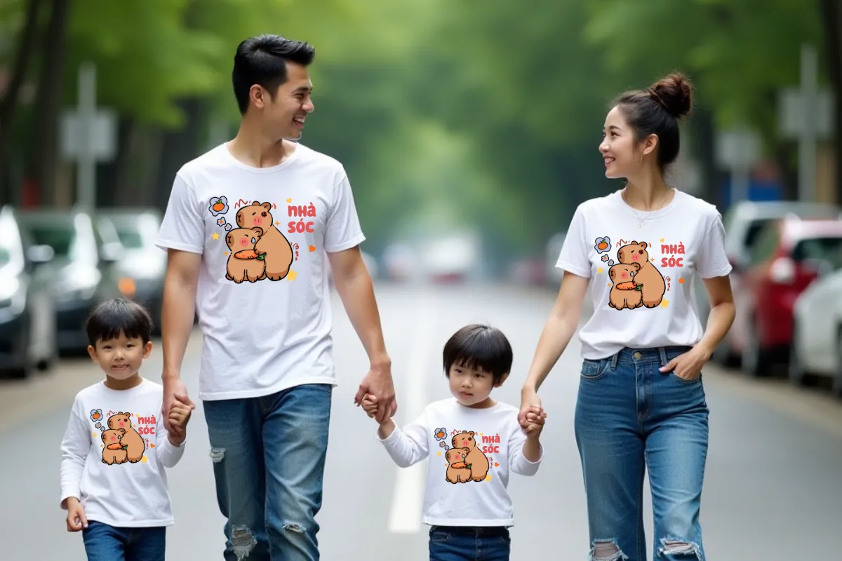 Áo thun gia đình tự thiết kế giúp gắn kết yêu thương