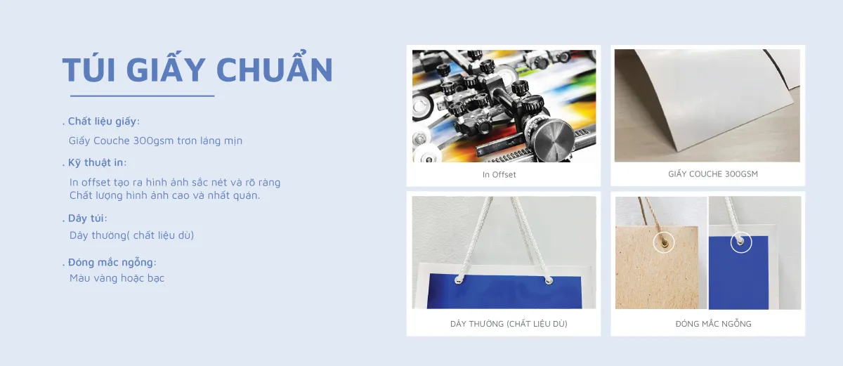 Đặc tính của sản phẩm túi giấy chuẩn