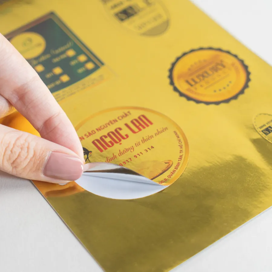 Nhãn Decal xi bạc/ vàng