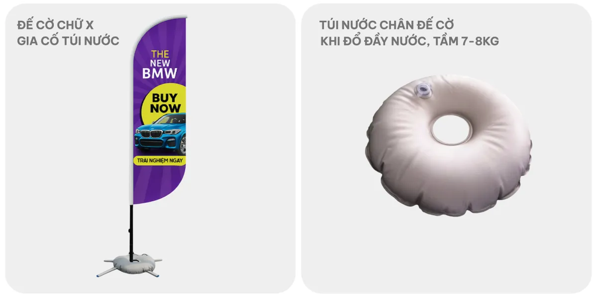 Đặc điểm Đế cờ chữ X - Túi nước