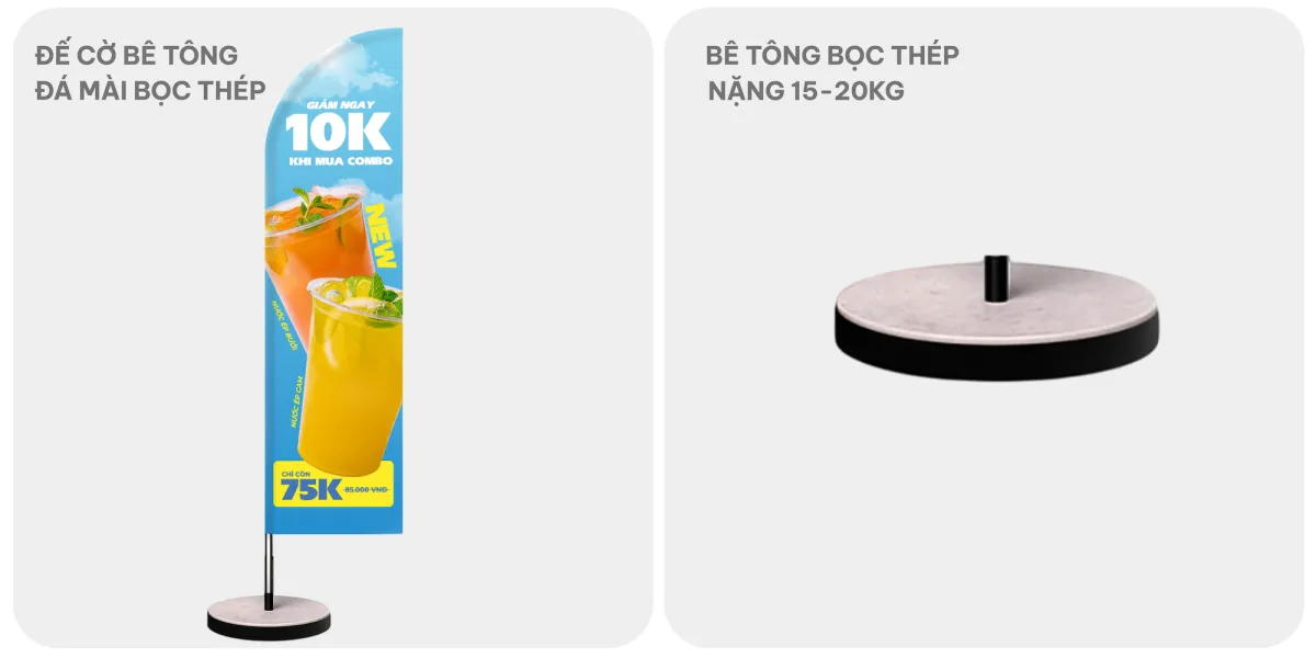 Đặc điểm Đế cờ bê tông đá mài bọc thép