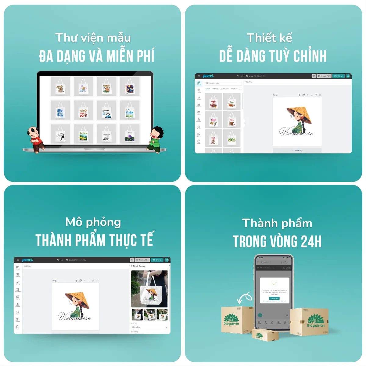 Tự thiết kế túi canvas qua công cụ Penci