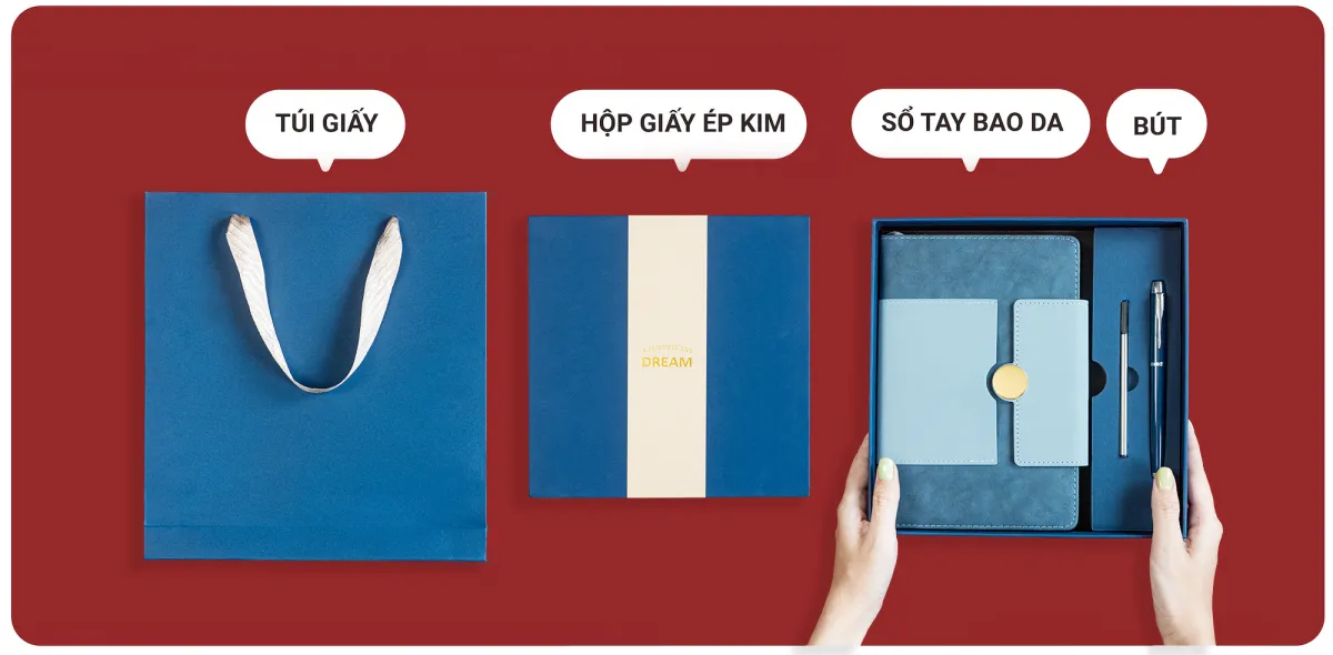 Set Quà Sổ Tay Cá Nhân: Màu Xanh