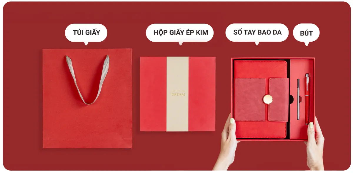 Set Quà Sổ Tay Cá Nhân: Màu Đỏ
