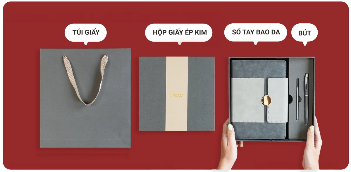 Set Quà Sổ Tay Cá Nhân: Màu Xám