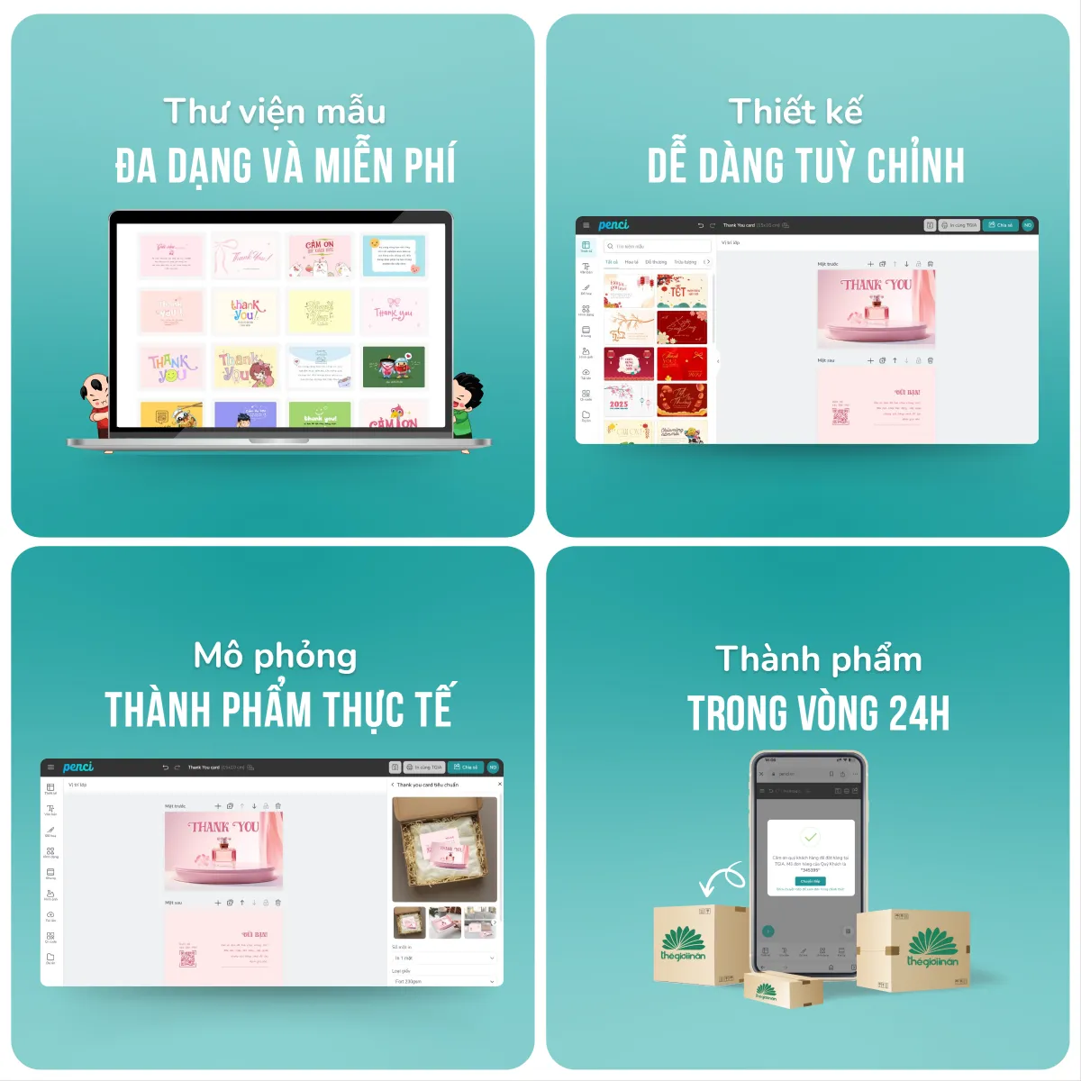 Tự thiết kế thank you card qua công cụ Penci