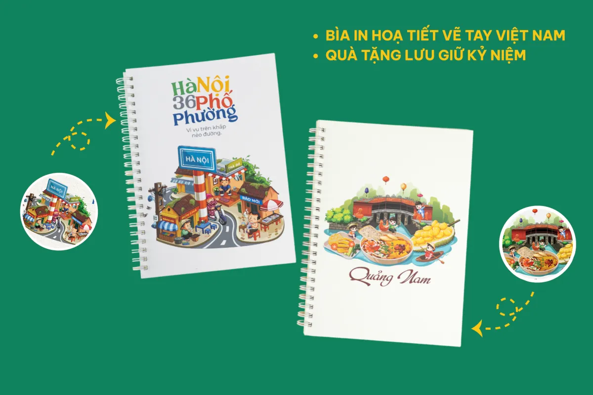 Bìa sổ cứng cáp, in hoạ tiết Việt Nam