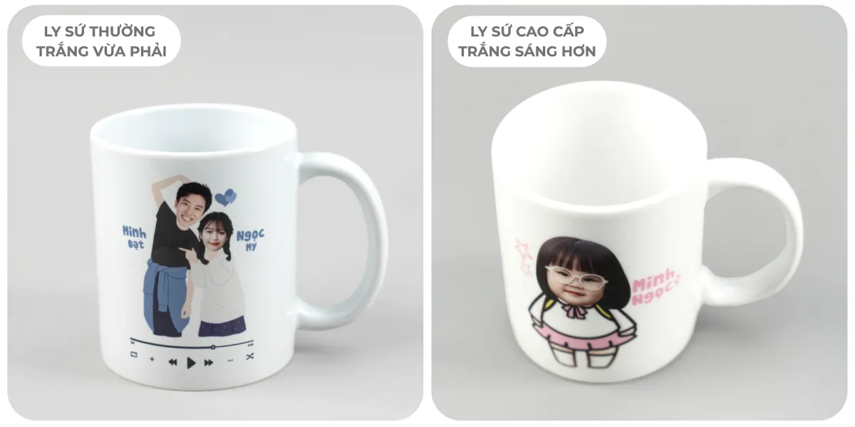 So sánh màu Ly sứ thường & cao cấp