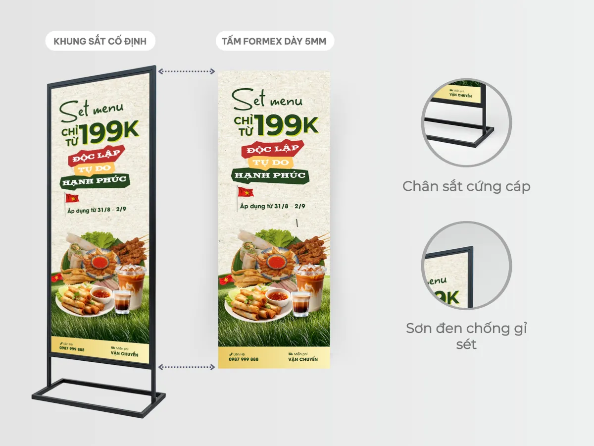 Đặc điểm Standee chân sắt