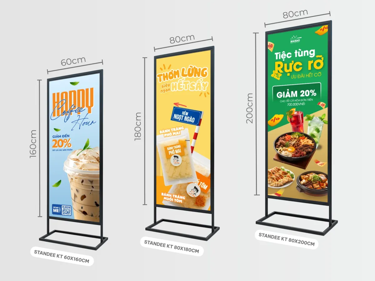 Kích thước Standee chân sắt