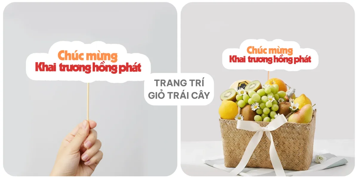 Hashtag giấy trang trí giỏ trái cây