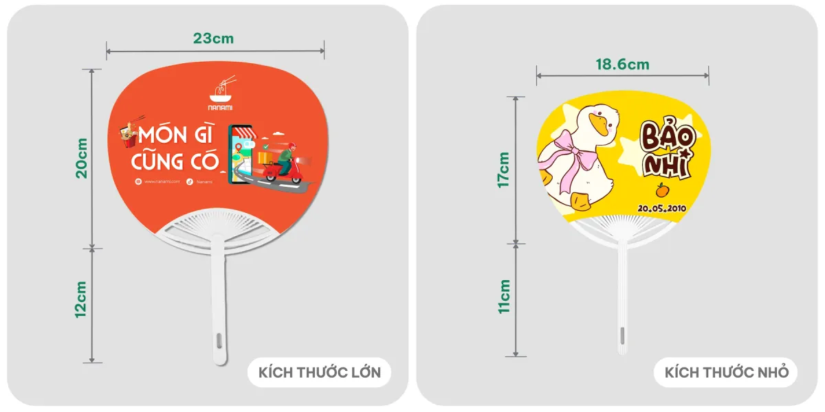 Kích thước Quạt nhựa cầm tay