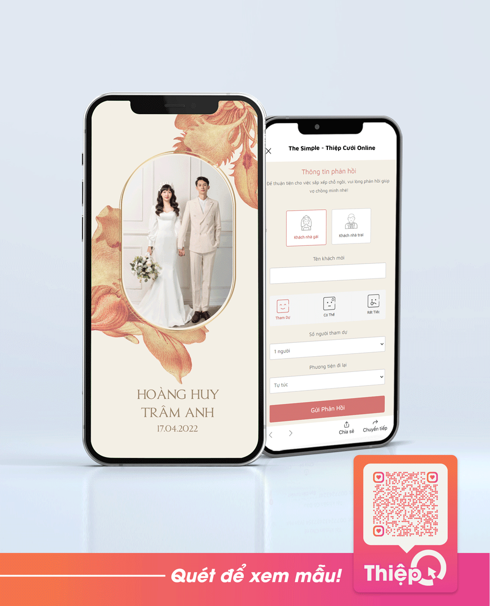 Thiệp cưới Online - Hoa Và Em 03 - Mini Wedding Website with RSVP, Digital Wedding Invitation