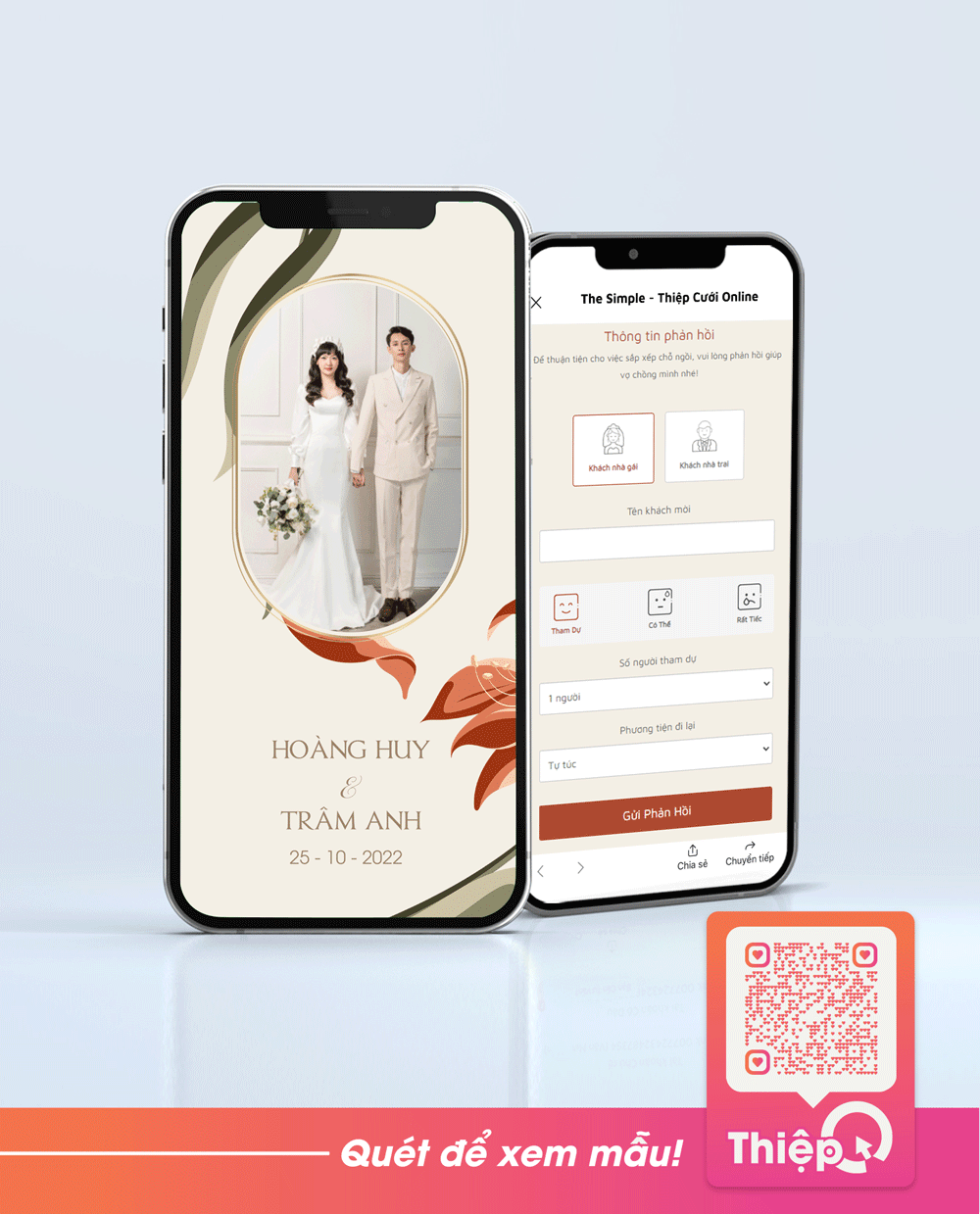 Thiệp cưới Online - Hoa Và Em 07 - Mini Wedding Website with RSVP, Digital Wedding Invitation