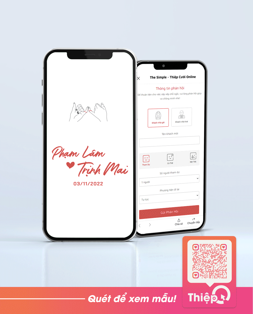Thiệp cưới Online - Promise - Mini Wedding Website with RSVP, Digital Wedding Invitation
