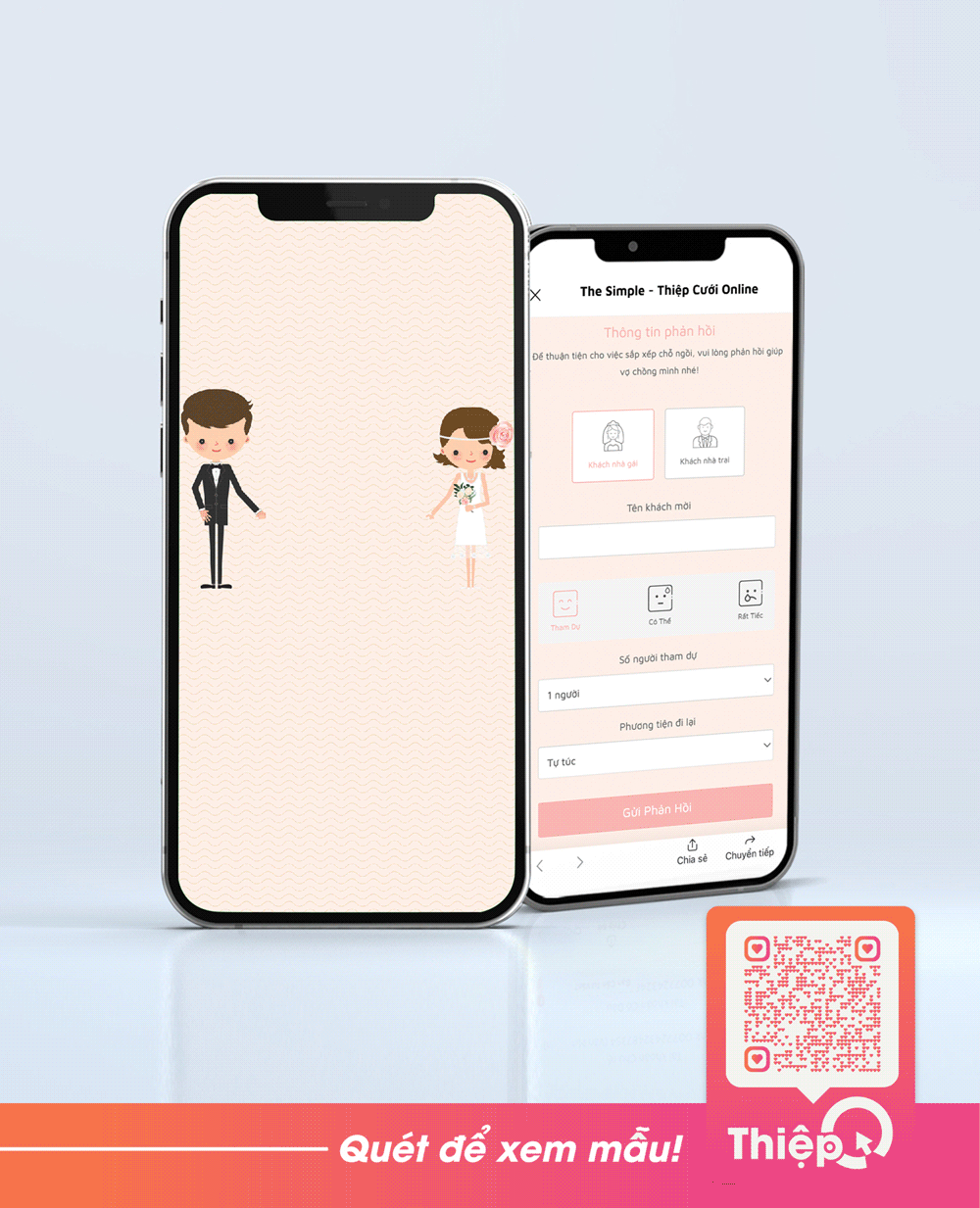 Thiệp cưới Online - Bên Nhau Trọn Đời - Mini Wedding Website with RSVP, Digital Wedding Invitation