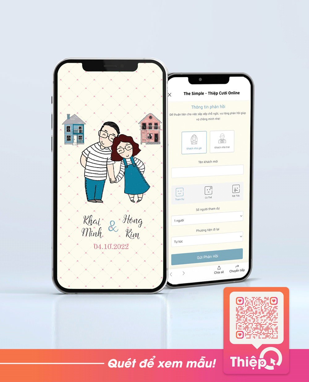 Thiệp cưới Online - Heart To Heart - Mini Wedding Website with RSVP, Digital Wedding Invitation
