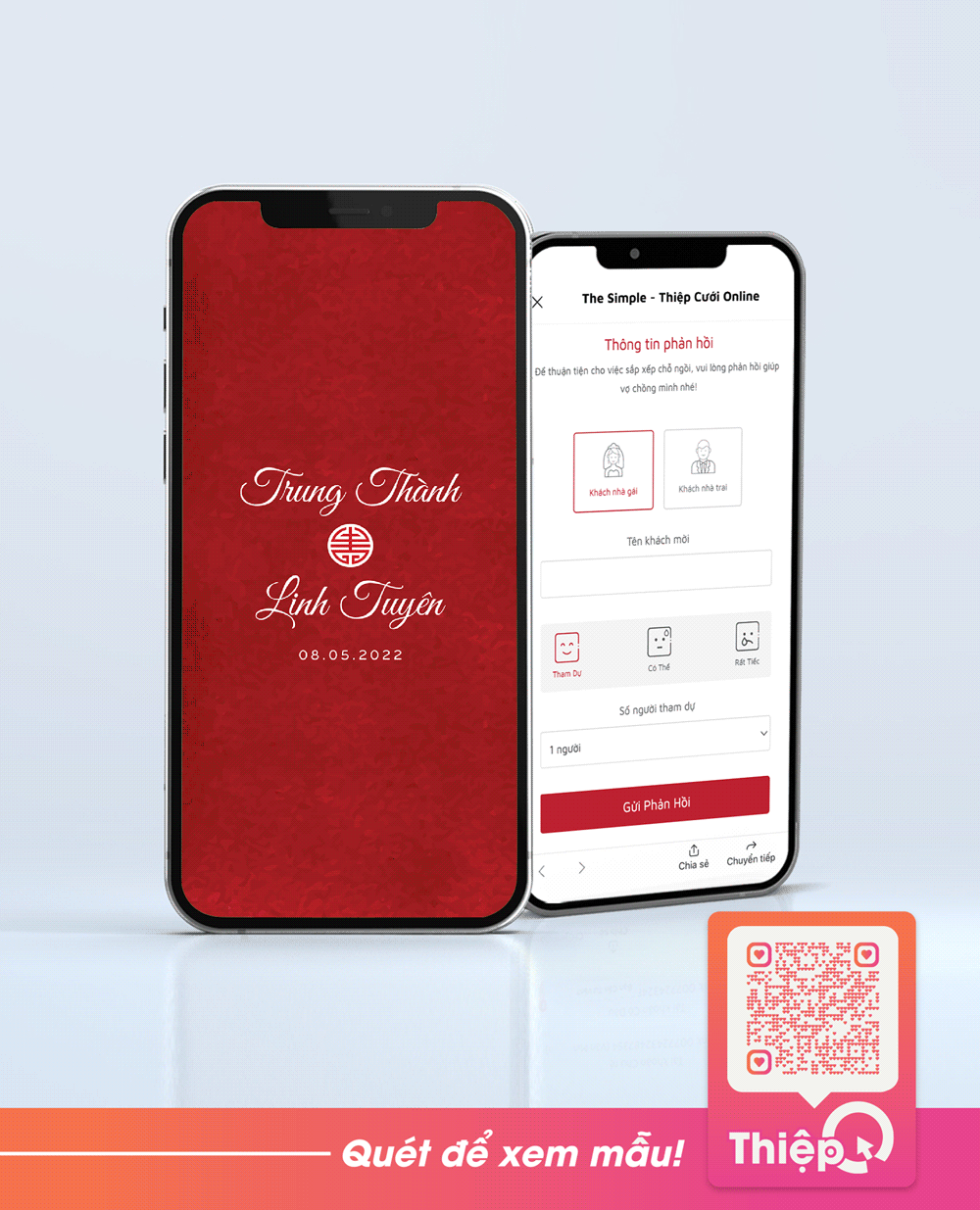Thiệp cưới Online - Hoa Khai Phú Quý - Mini Wedding Website with RSVP, Digital Wedding Invitation