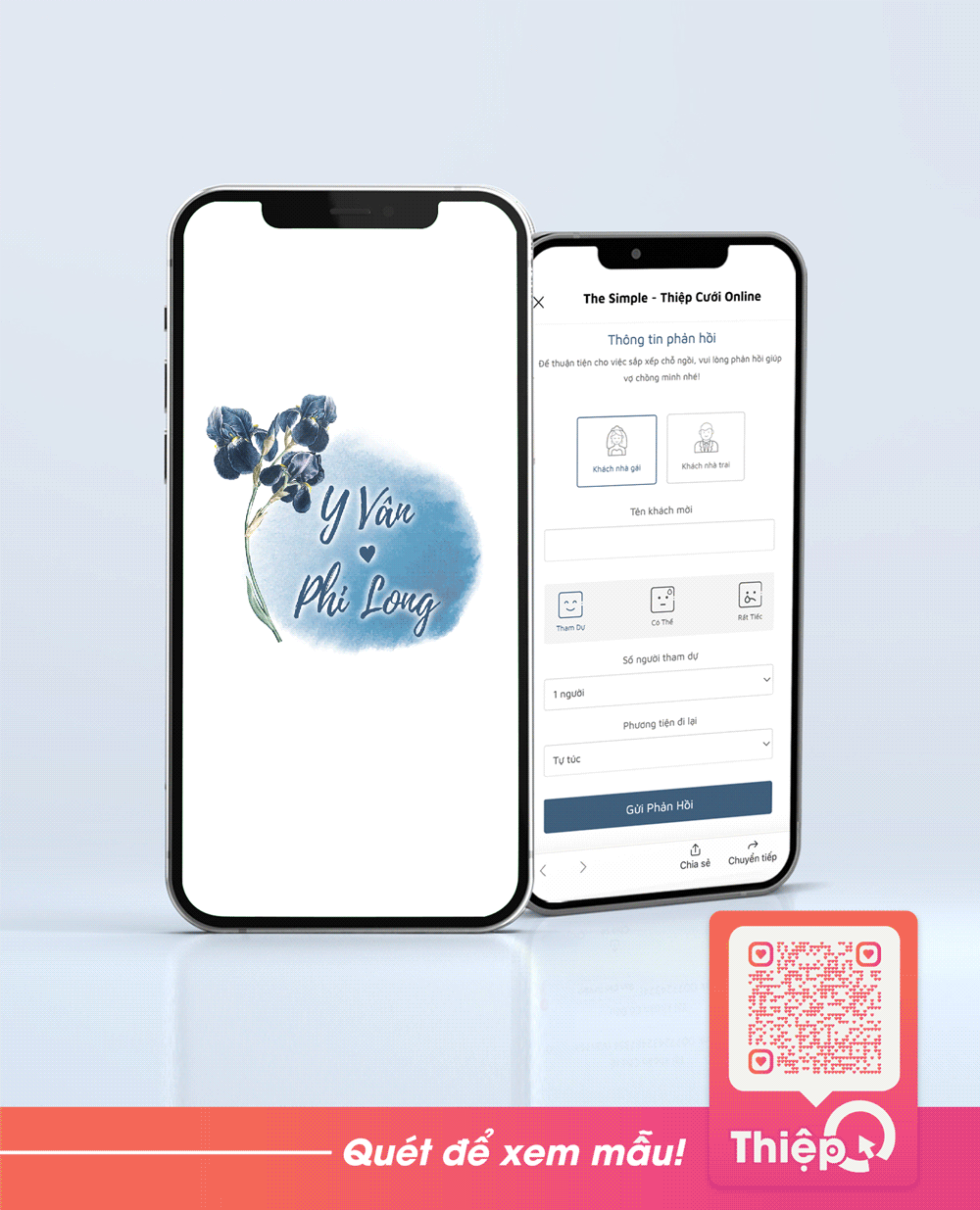 Thiệp cưới Online - Iris - Mini Wedding Website with RSVP, Digital Wedding Invitation