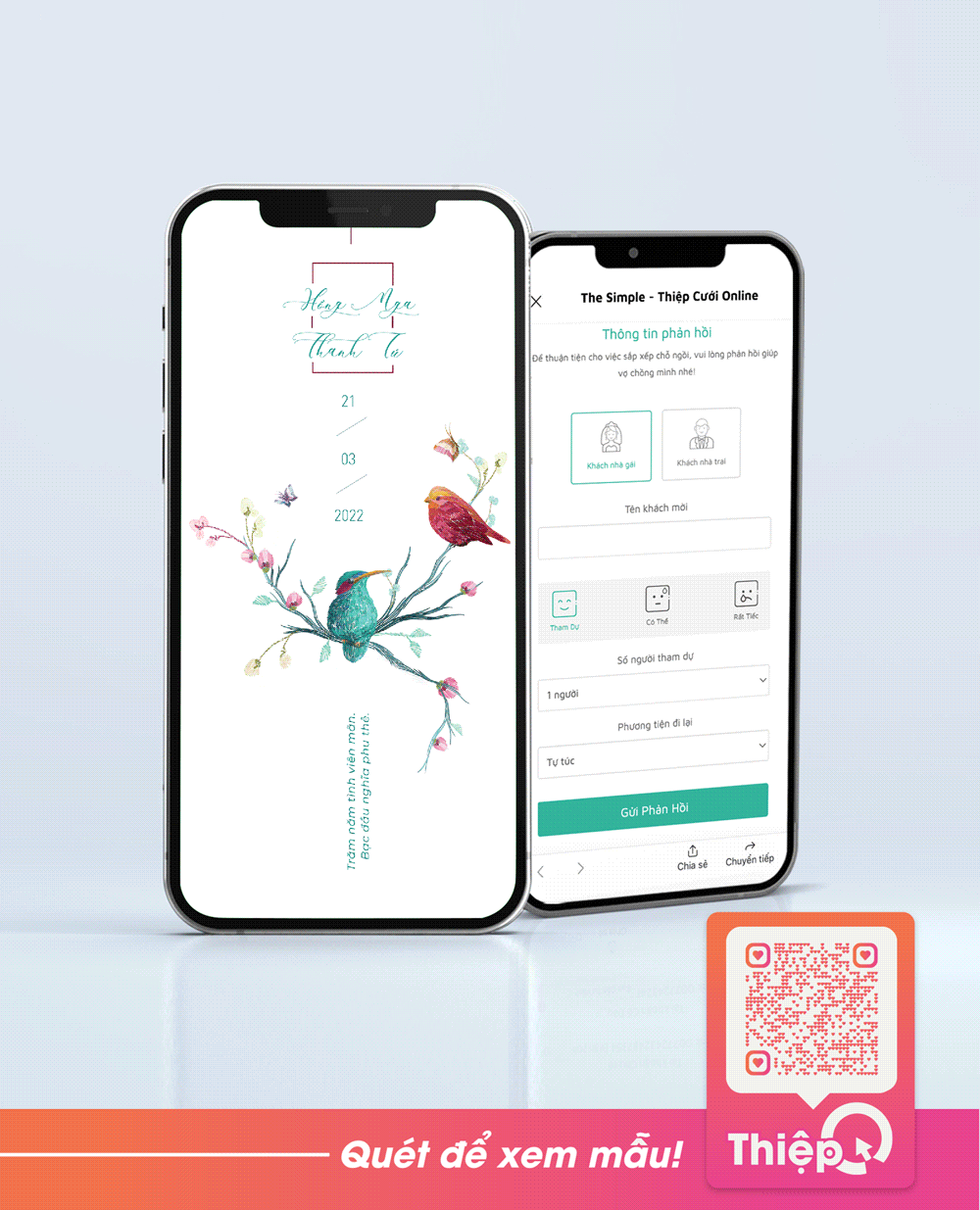 Thiệp cưới Online - Primavera - Mini Wedding Website with RSVP, Digital Wedding Invitation