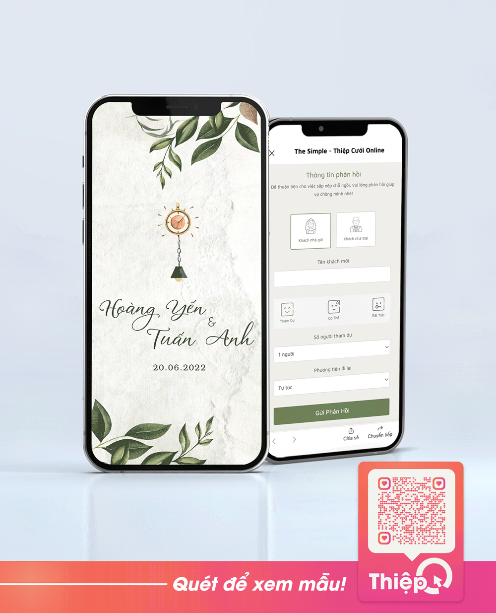 Thiệp cưới Online - Mãi Mãi Bên Nhau - Mini Wedding Website with RSVP, Digital Wedding Invitation