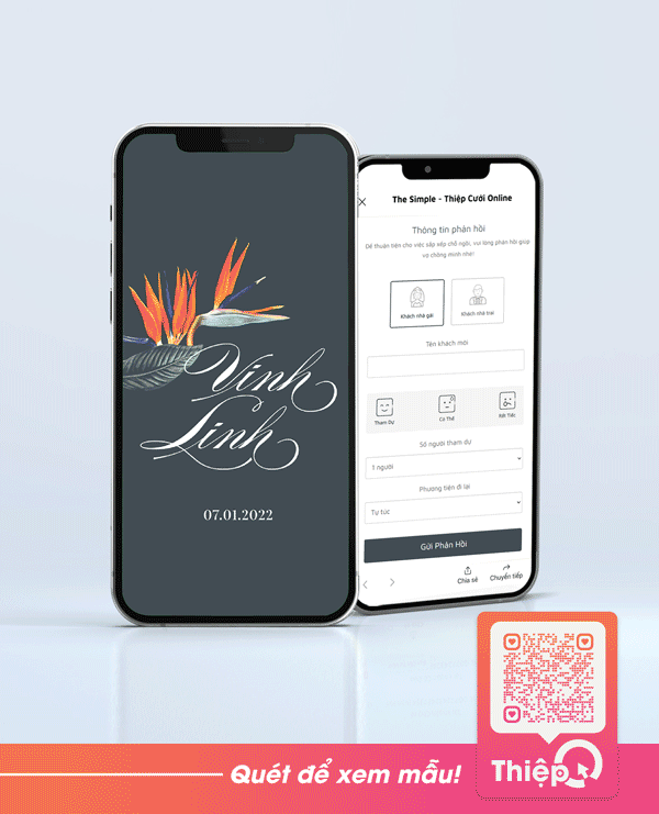 Thiệp cưới Online - Hoa Thiên Điểu - Mini Wedding Website with RSVP, Digital Wedding Invitation