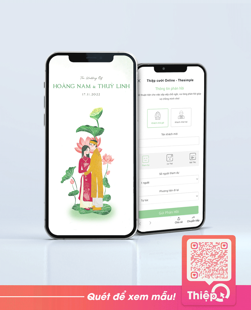Thiệp cưới Online - Bản Sắc Việt - 2 - Mini Wedding Website with RSVP, Digital Wedding Invitation