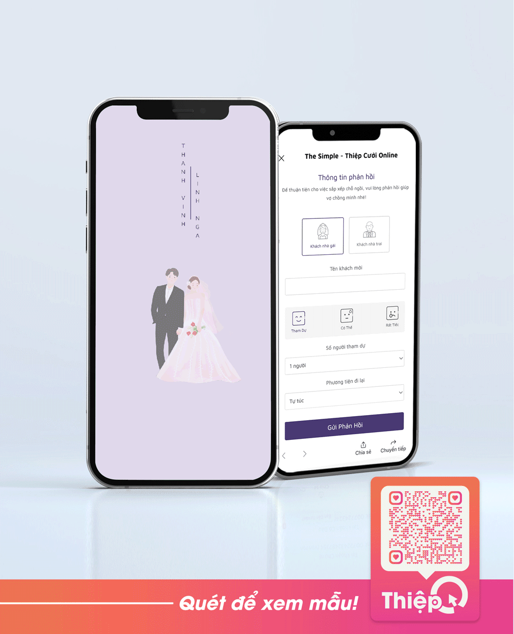 Thiệp cưới Online - Fairy Love - Violet - Mini Wedding Website with RSVP, Digital Wedding Invitation