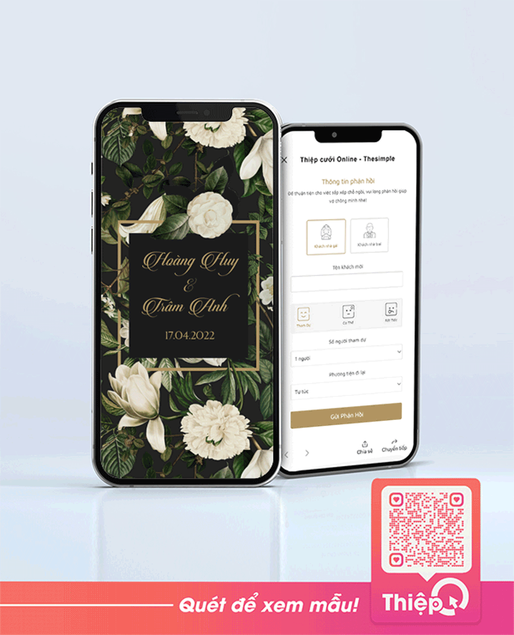 Thiệp cưới Online - Ánh Trăng - Mini Wedding Website with RSVP, Digital Wedding Invitation