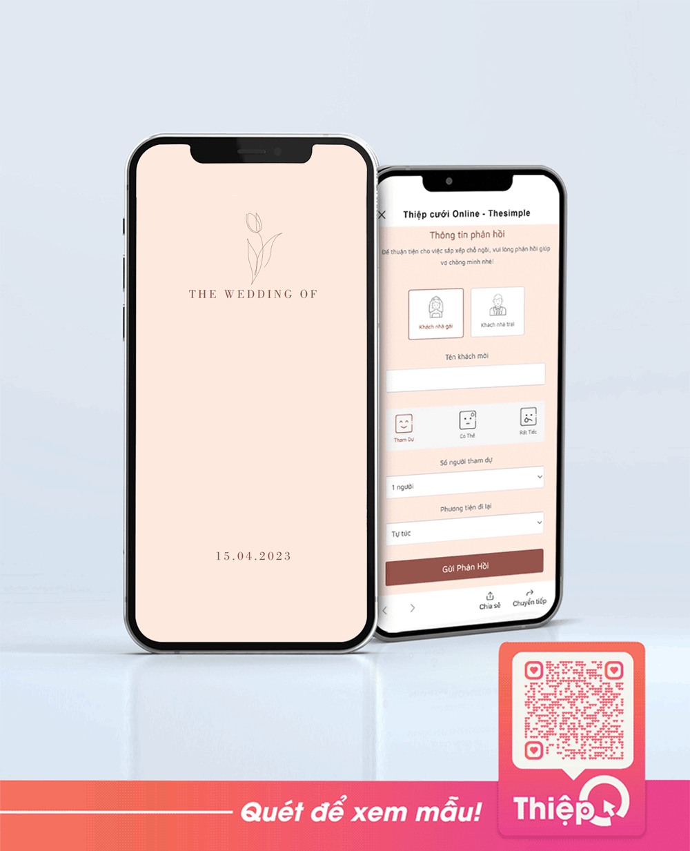 Thiệp cưới Online - Nắng - Mini Wedding Website with RSVP, Digital Wedding Invitation