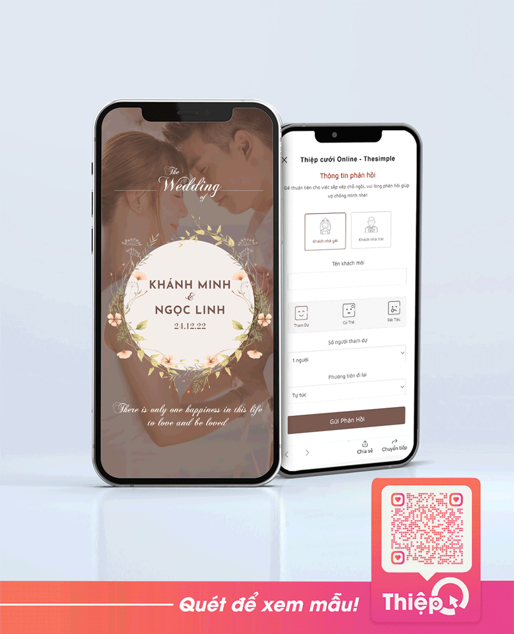 Thiệp cưới Online - Hoa Cỏ May - Mini Wedding Website with RSVP, Digital Wedding Invitation