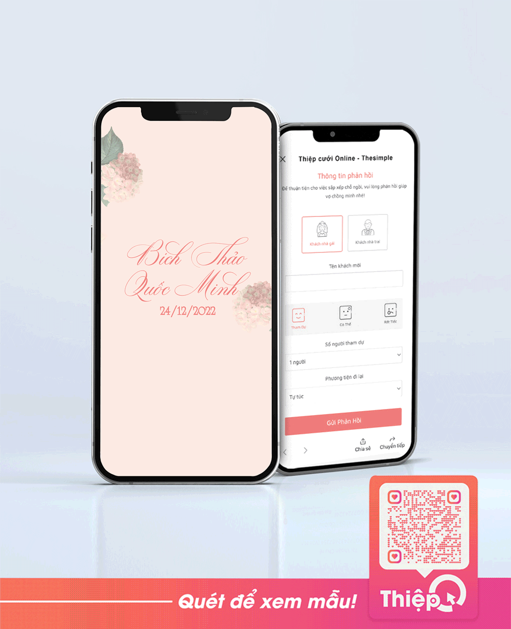 Thiệp cưới Online - Hoa Cẩm Tú - Mini Wedding Website with RSVP, Digital Wedding Invitation
