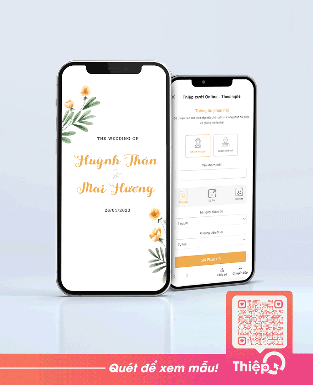 Thiệp cưới Online - Ánh Nắng Của Anh - Mini Wedding Website with RSVP, Digital Wedding Invitation