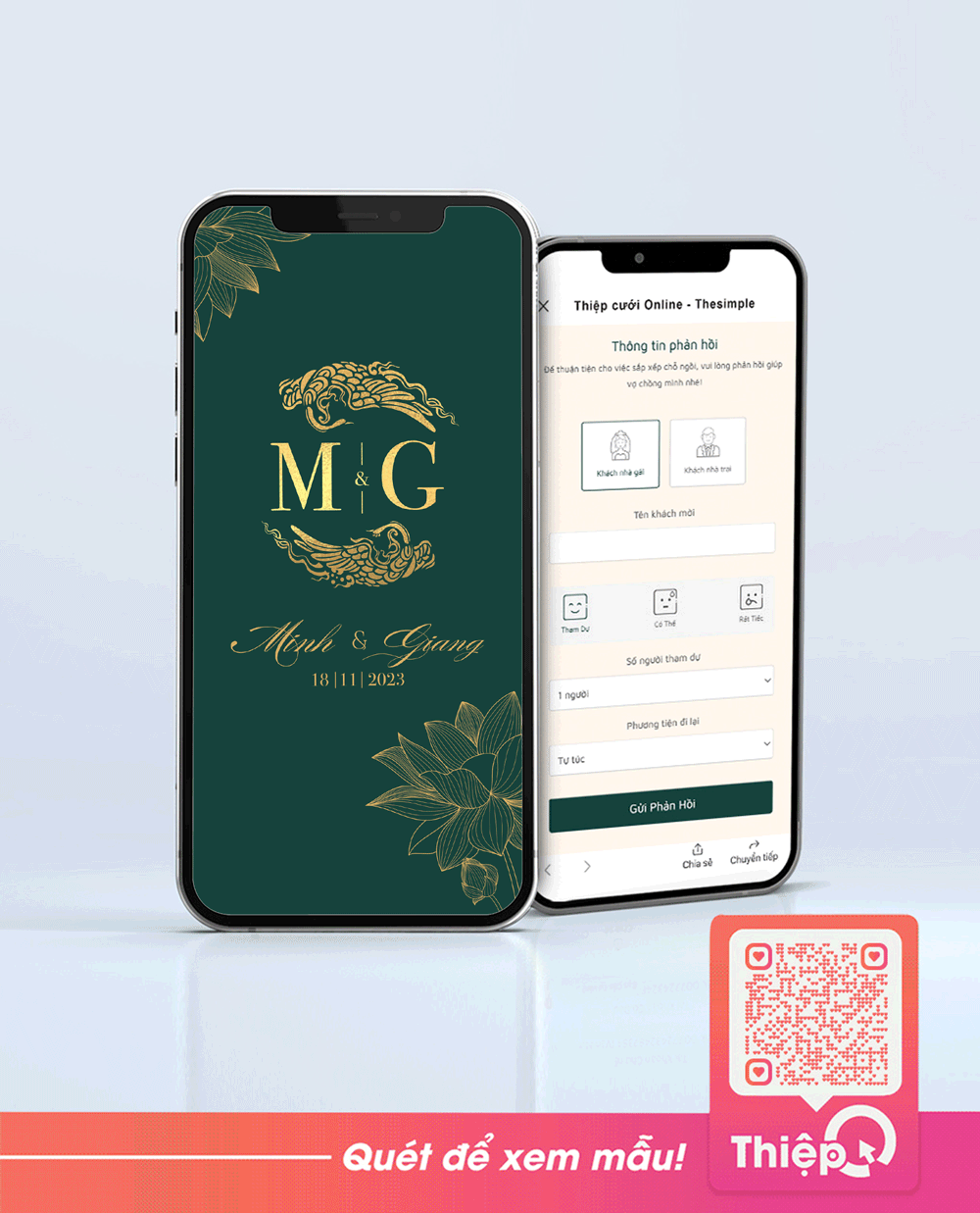 Thiệp cưới Online - Nét Duyên Việt - Mini Wedding Website with RSVP, Digital Wedding Invitation