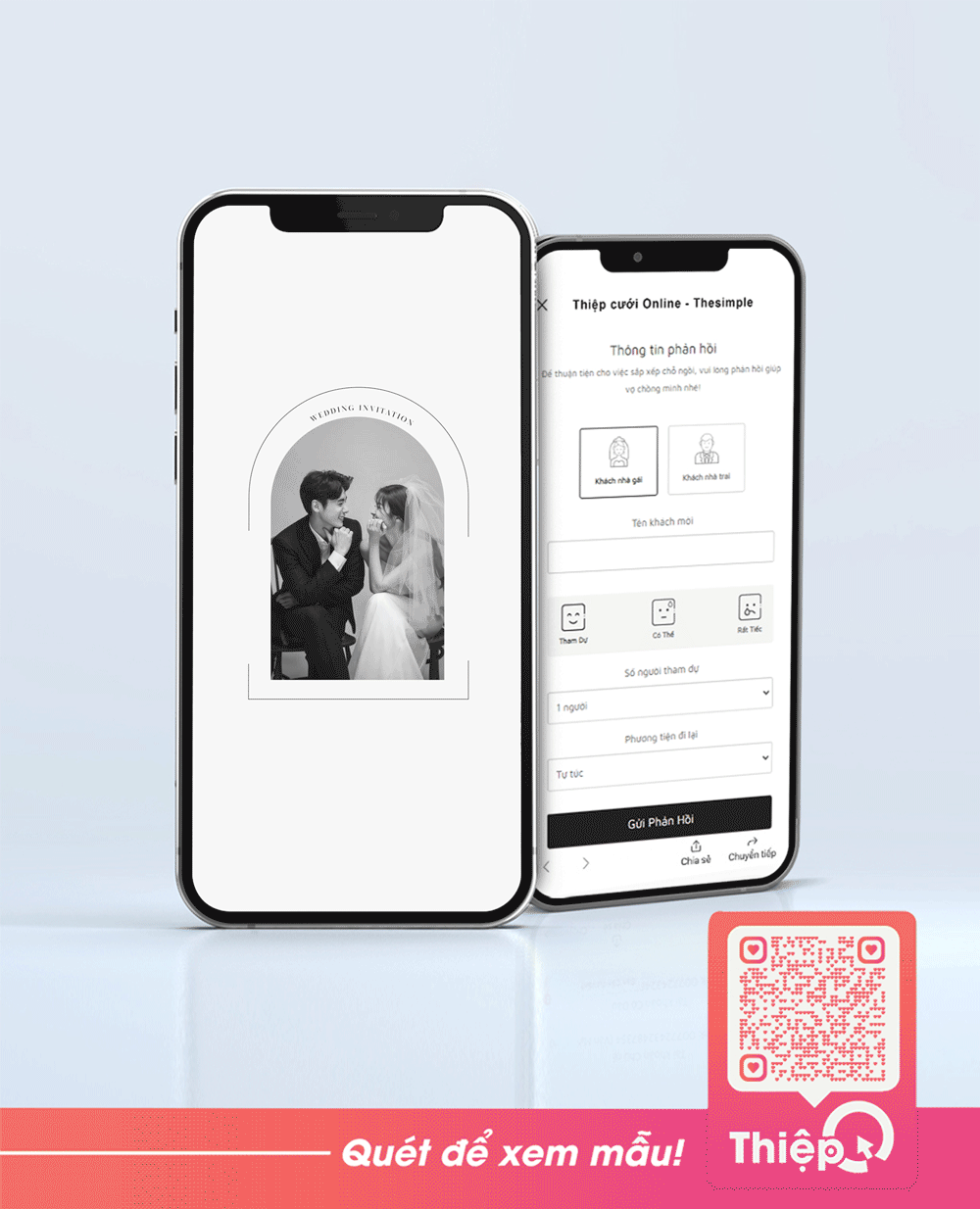 Thiệp cưới Online - Elegant - Mini Wedding Website with RSVP, Digital Wedding Invitation