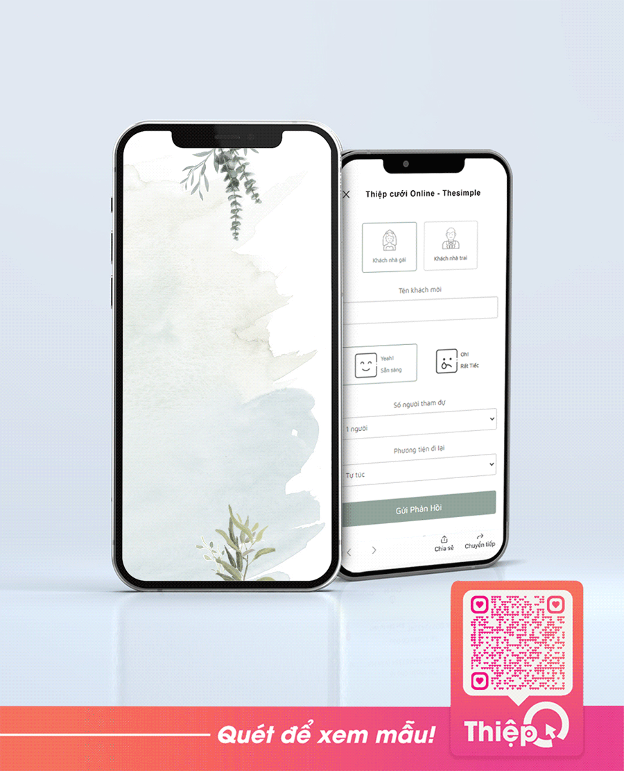 Thiệp cưới Online - Foliage - Mini Wedding Website with RSVP, Digital Wedding Invitation