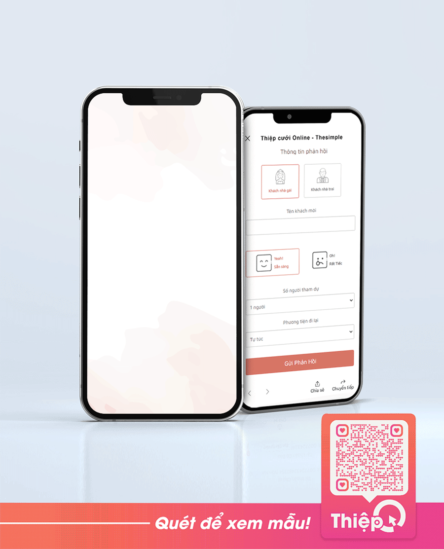Thiệp cưới Online - Blush Pink - Mini Wedding Website with RSVP, Digital Wedding Invitation