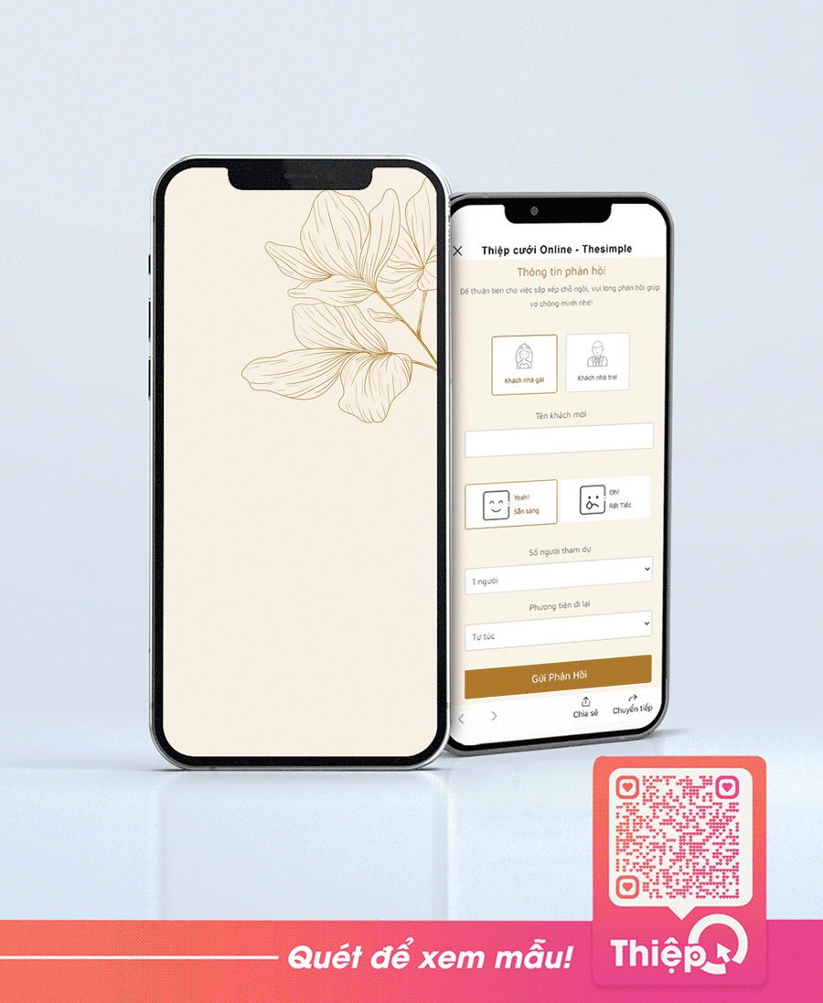 Thiệp cưới Online - Luxe Gold - Mini Wedding Website with RSVP, Digital Wedding Invitation