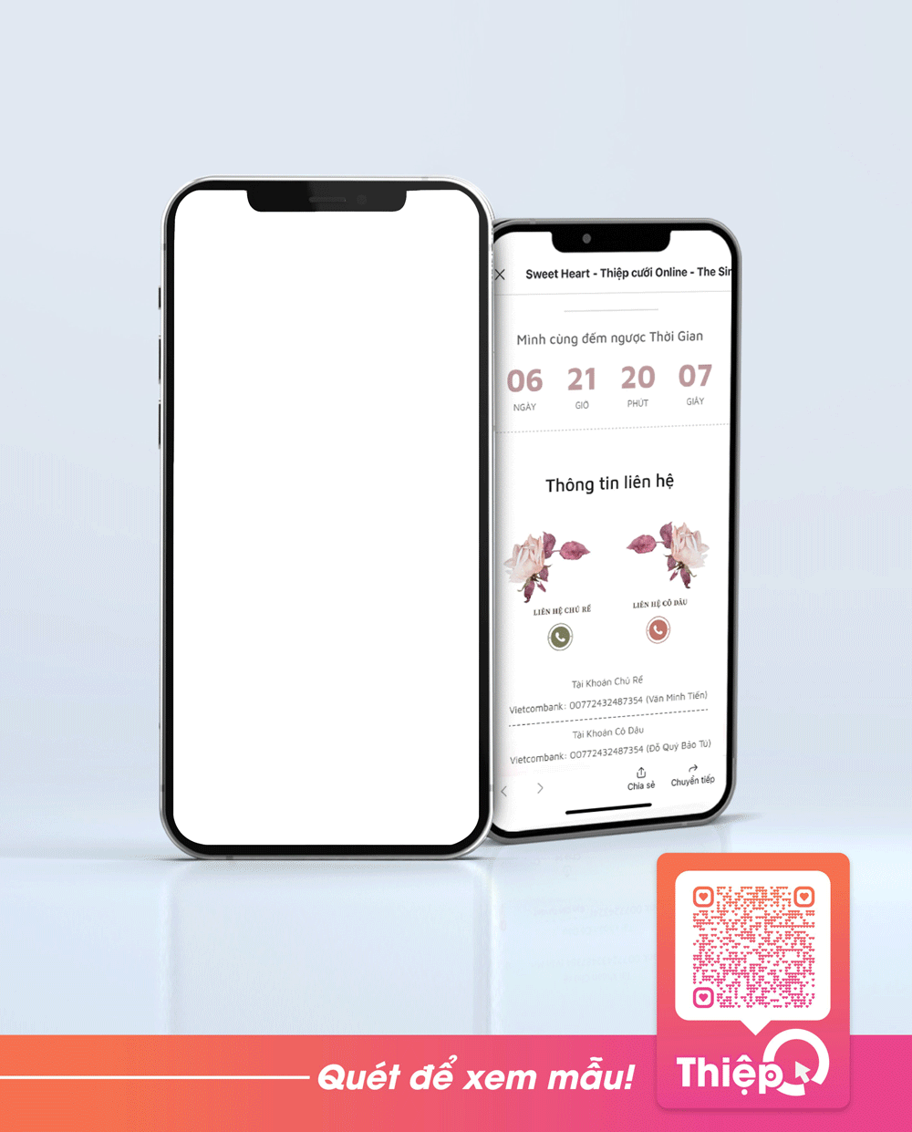 Thiệp cưới Online - Sweet Heart - Mini Wedding Website with RSVP, Digital Wedding Invitation